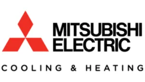 A logo of mitsubishi electric heating and cooling